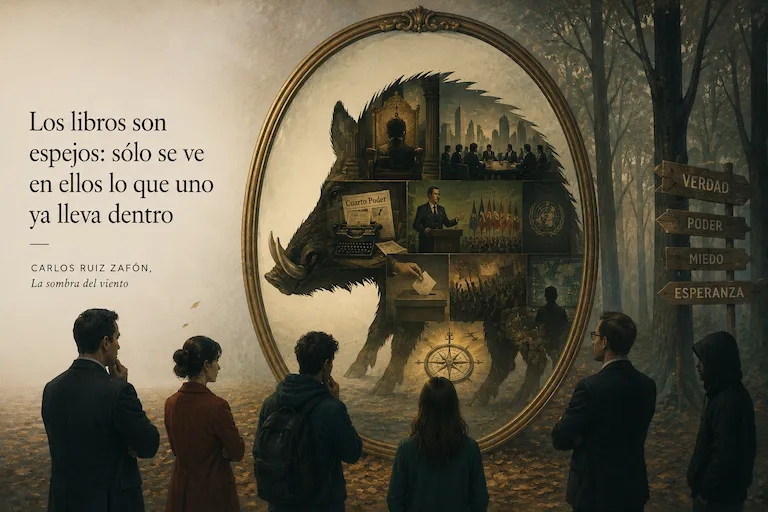 Ilustración: los libros son espejos, solo se ve en ellos lo que uno ya lleva dentro